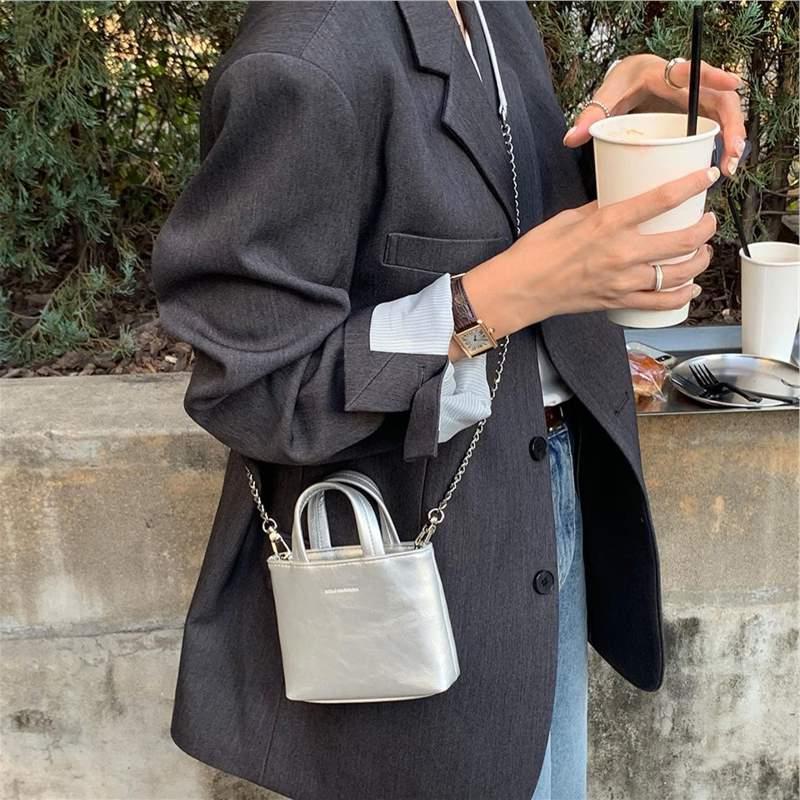 

Сумка-мессенджер Somewherebutter, повседневная, через плечо, переносная, мини-квадратная, маленькая сумка серебряный