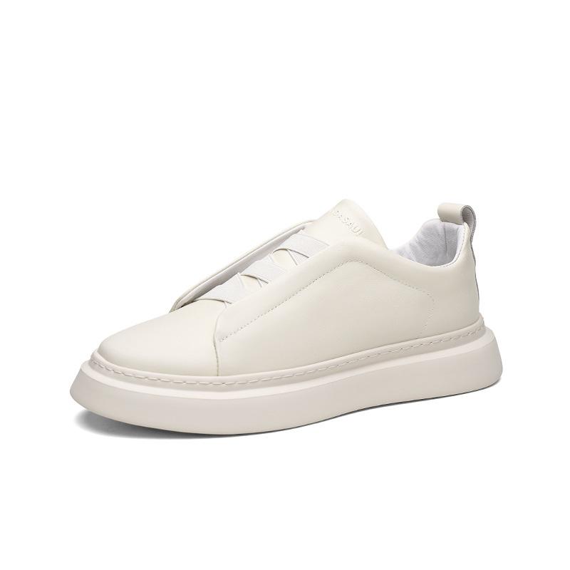 

Summer new casual leather men s shoes one pedal thick-soled lazy loafer beanie shoes low-top white men s board shoes 44