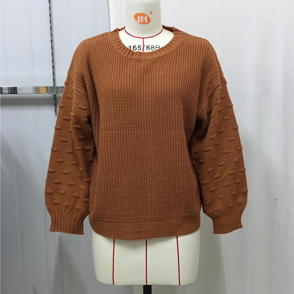 Women's Solid Color Knitted Pullover Sweater - European & American Autumn/Winter Casual Base Shirt P028