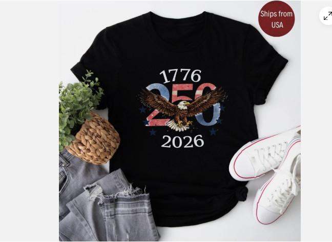 Made in America T-Shirt, Patriotic USA Flag Tee America 250th Anniversary Tee,Pa