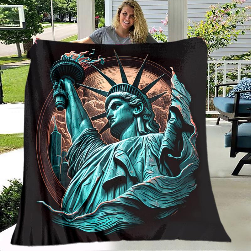 1pc Statue of Liberty, USA blanket, al season lightweigh Poster blanket home office outdoor nap multifunc Poster blanketional blanket