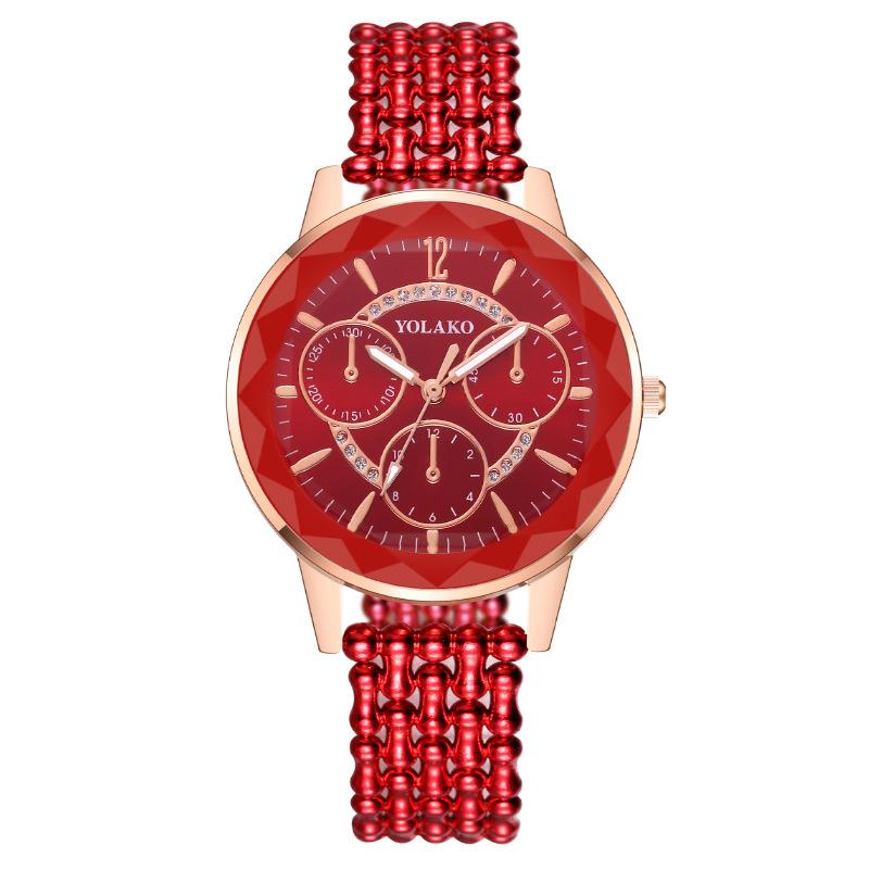 Processing custom fashion digital three-eye women's watch women's watch plastic belt quartz watch women's model