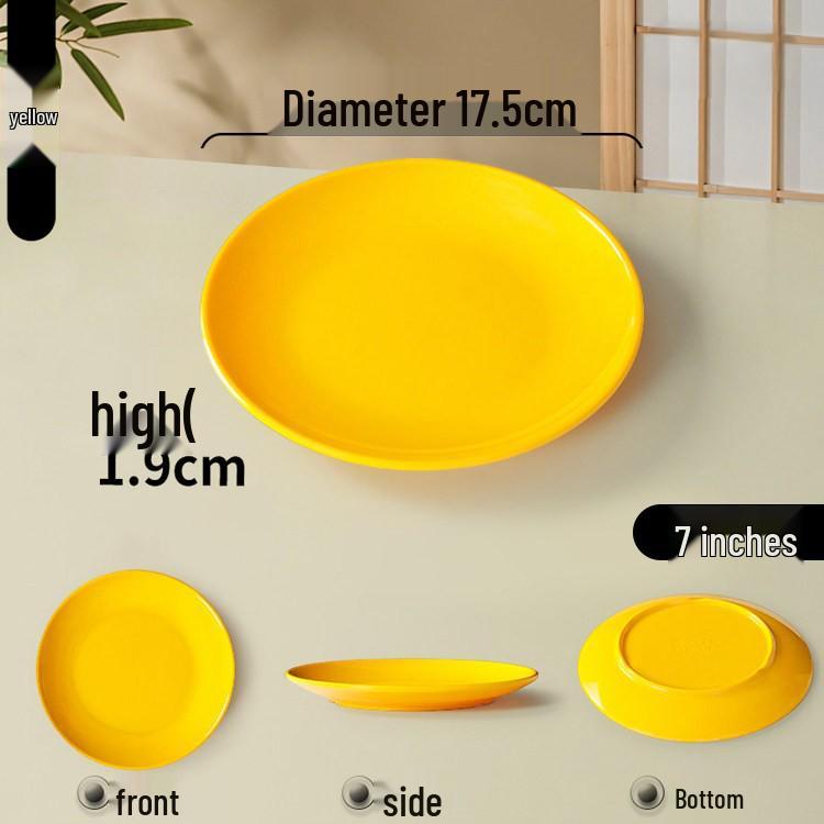 Melamine Round Plate: Porcelain-Look, Two-Color, for Commercial Use In Restaurants and Buffets - Perfect for Fast Food, Rice Bowls, and Cold Dishes.