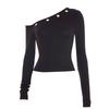 Europäischer Stil Damen Asymmetrisches Off-Shoulder Lochstickerei Cropped Pullover Top - Herbst Neuankunft