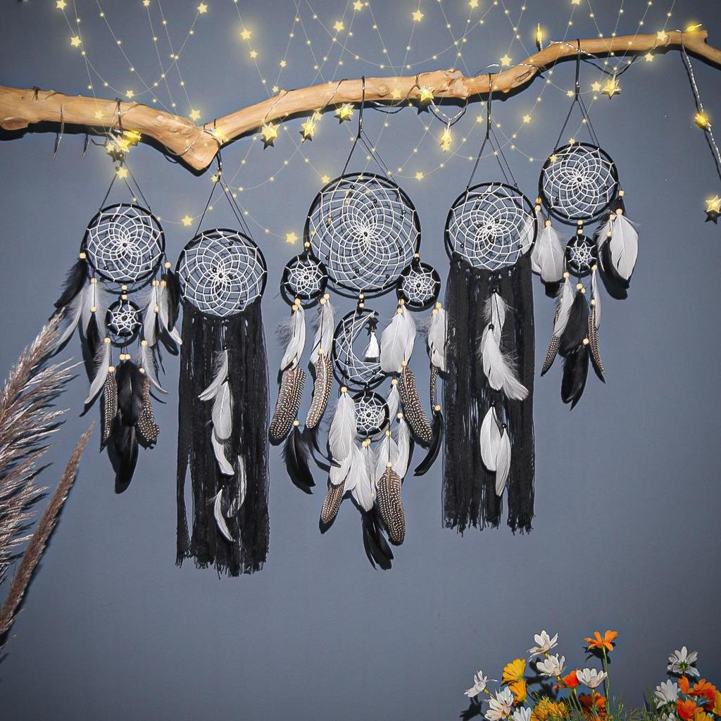 Nordic Five-Piece Feather Dream Catcher Wall Hanging Decor Set