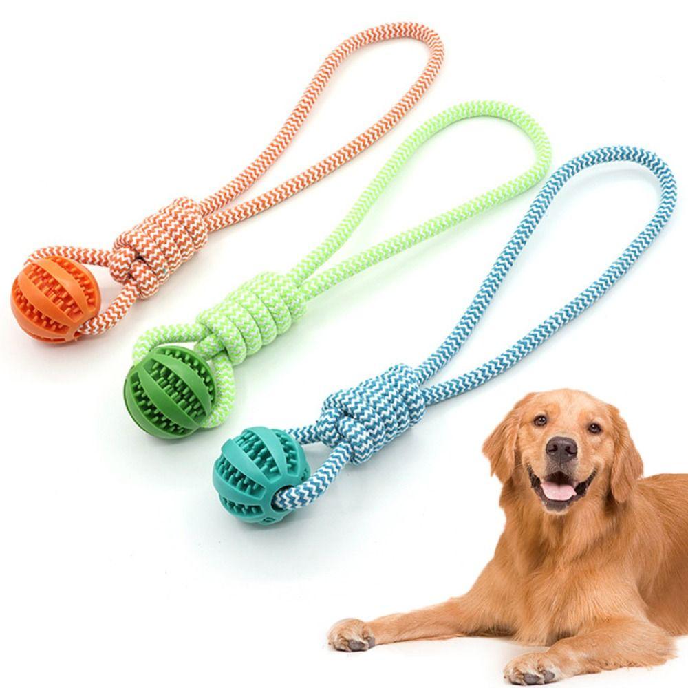 Bite-resistant Dog Slow Feeder Ball Pet Tooth Cleaning Relieve Boredom Interactive Pet Toys Playing Training Rope Knot Dog Toys