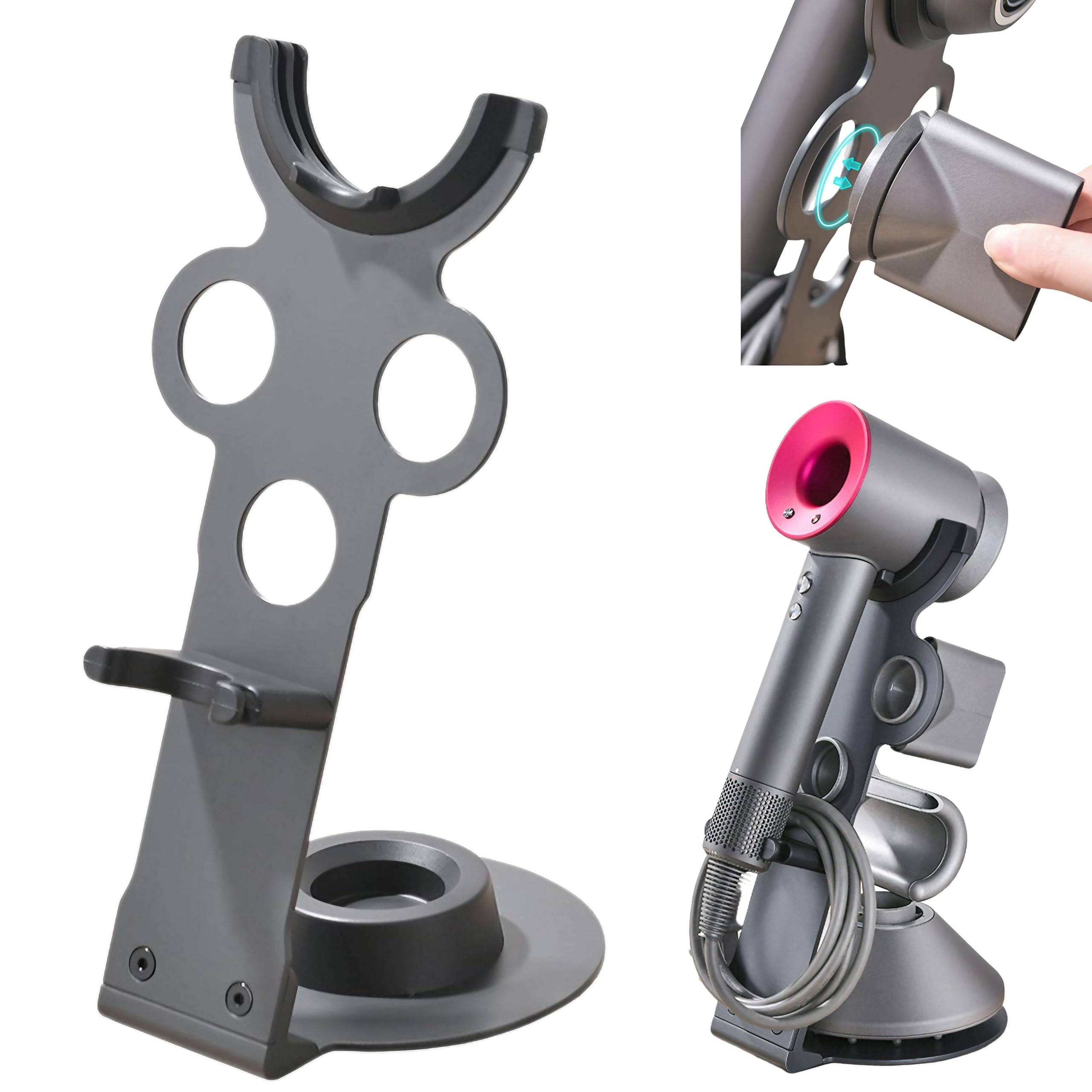 

East Leaf Dyson Hair Dryer Stand Holder, Easy Assembly, Non-Slip, Stable Model, Gray
