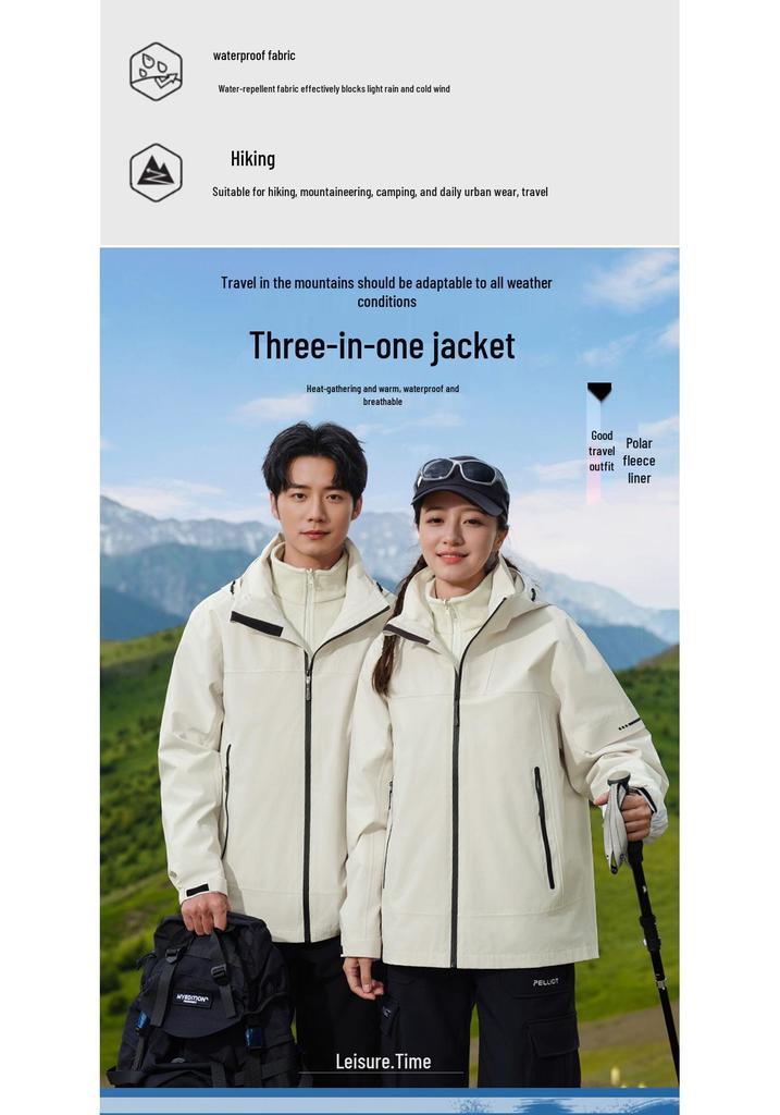 Winter Team Building 3-in-1 Hooded Jacket with Sealing Glue and Custom Couple Team Shirt Windbreaker