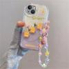 3D Pink Flower Phone Chain Clear Case for Samsung Galaxy S26 S25 Plus S23 S24 Ultra FE S25FE A57 A37 A17 A56 A16 A55 A54 A15 5G
