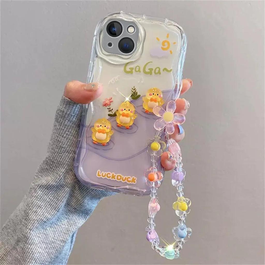 3D Pink Flower Phone Chain Clear Case for Samsung Galaxy S26 S25 Plus S23 S24 Ultra FE S25FE A57 A37 A17 A56 A16 A55 A54 A15 5G