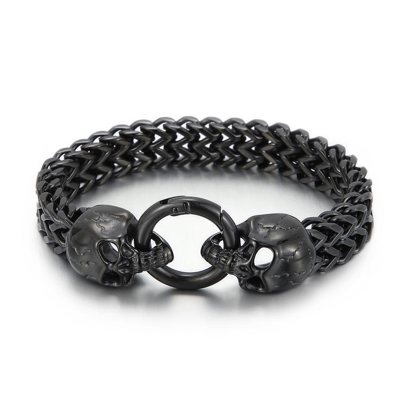 European and American Personality Domineering Punk Skull Titanium Steel Men's Bracelet