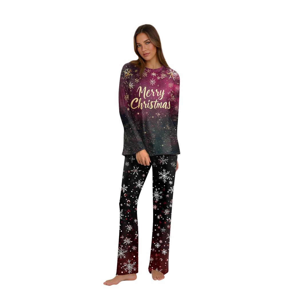 Christmas Print Family Outfit Long Sleeve Top + Pants Set Family Outfit