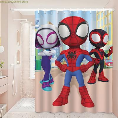Marvel 1pc Printed Shower Curtain with Spider-Man Cartoon Design, Durable, Perfect for Cozy Home Bathrooms or Guest Bathrooms,