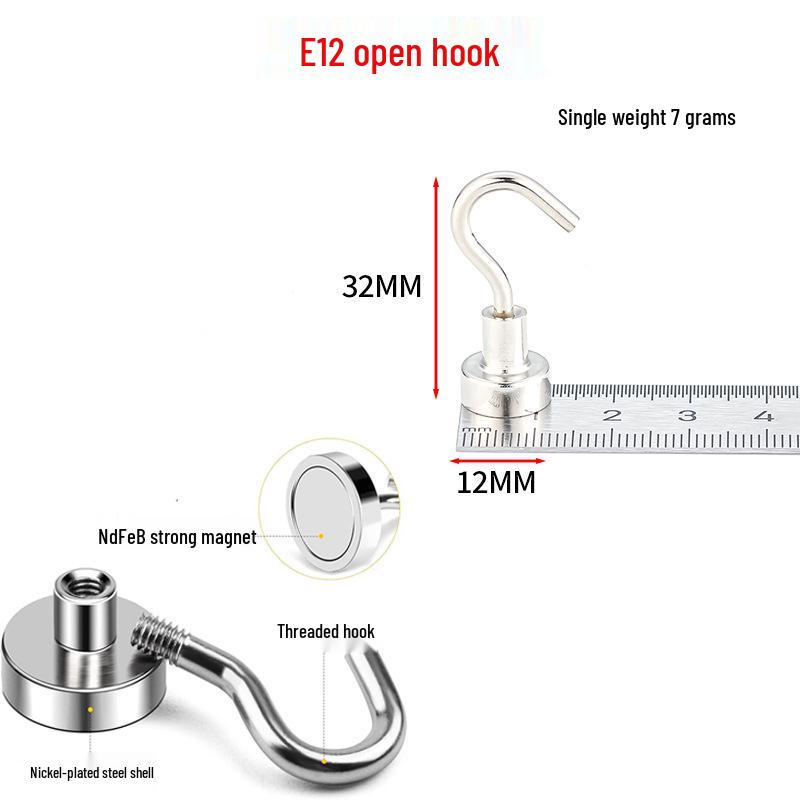 Strong NdFeB Magnetic Hook Refrigerator Sticker: No-Drill, Open, Round Magnet