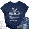 Summer new round neck casual Tshirt abibliophobia book print loose short sleeve top Womens allmatch fashion pullover