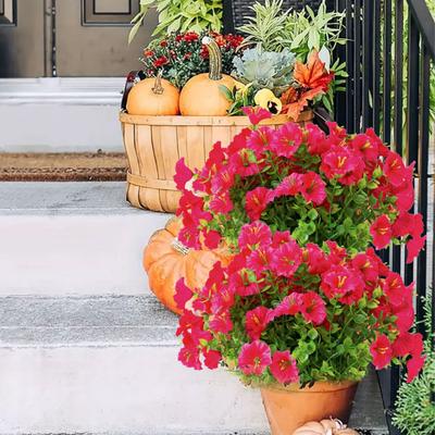 Künstliche Petunien, Strauß, künstliche Blumen für den Außenbereich, realistisch, UV-beständig, Kunstblumen für Veranda, Terrasse, Fensterkasten, Hängekorb