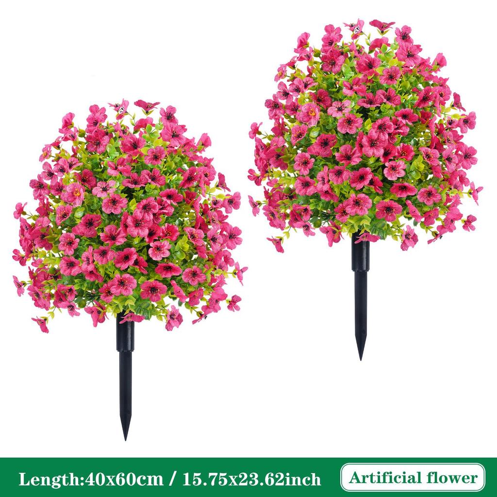 Violet Eucalyptus Garden Stake: Realistic Faux Flower Decoration with Ground Peg