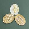 3Pcs, Natural Shell Mother of Pearl Beads with Holes, Boho Handcrafted Oval Loose Beads, 28×38mm, for DIY Necklace, Jewellery Making, Festive Crafts