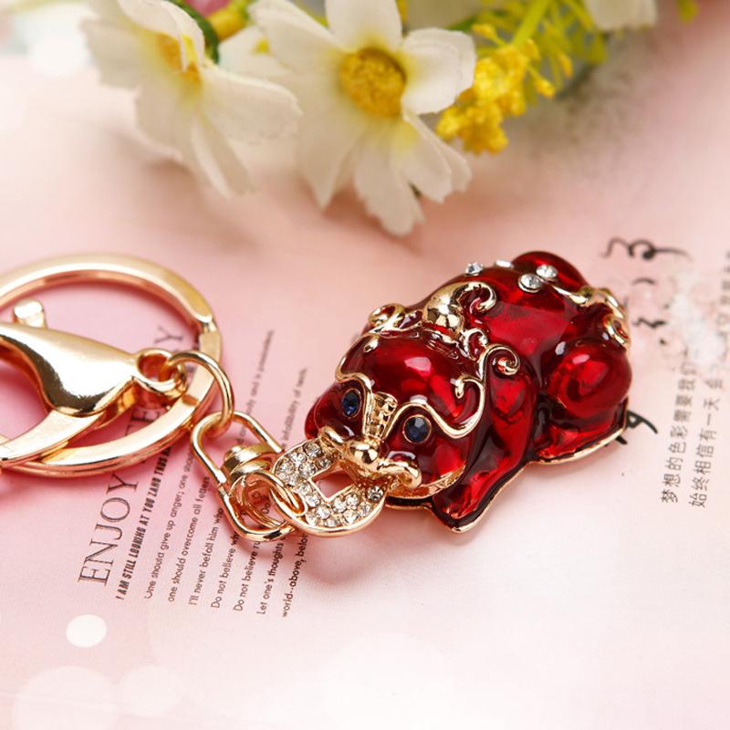 Diamond inlay, wealth attracting love bag, car keychain, creative bag pendant, metal keychain ring, small gift