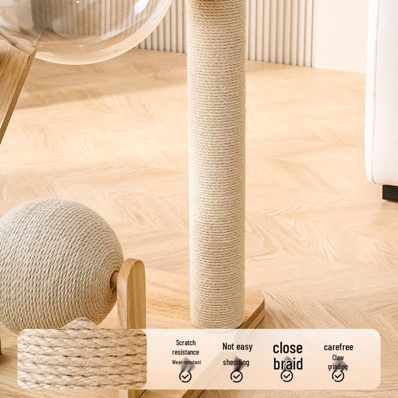 Jingzhou Solid Wood Cat Tree with Integrated Cat Condo and Scratching Post