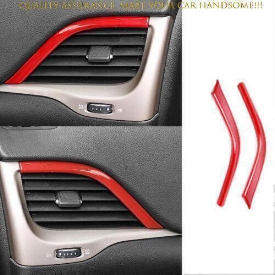For Jeep Cherokee 2014-2018 Fiery Red Console AC L&R Air Outlet Vent Trim 2PCS