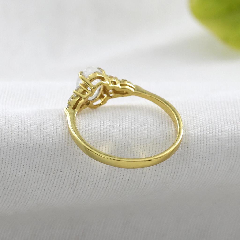 Gold Plated Moonstone Ring, Birthstone Jewelry, 925 Sterling Silver, Gift For Her, Delicate Women Jewelry, Gold Plated Ring