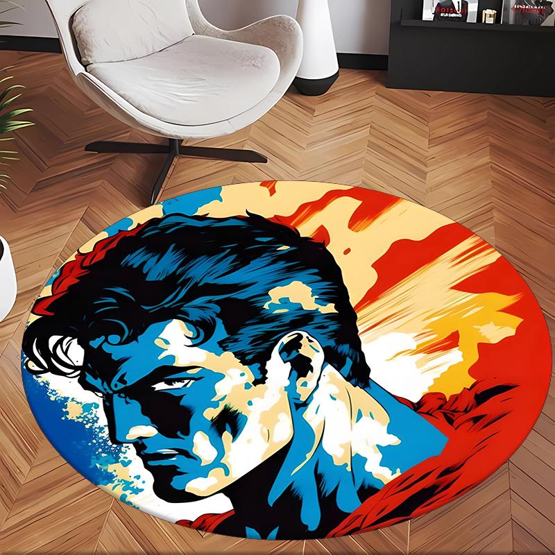 Superuomo (23) Tappeto Rotondo per Ufficio Tappeto Decorativo per Pavimento per Ufficio Camera da Letto Soggiorno e Spazio Domestico