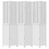 6 Piece Room Divider White Solid Paulownia Wood