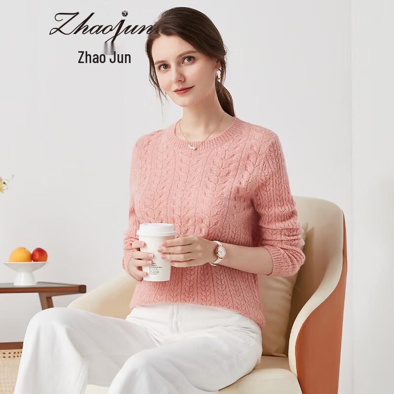 Zhaojun Women's Pure Color Round Neck Cashmere Sweater