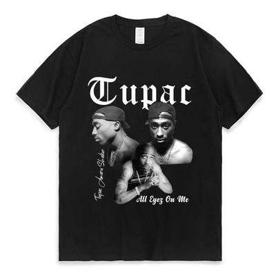 Rap Singer Tupac 2pac Hiphop Streetwear Oversized Sleeve Tshirt 2025 Summer Fashion Mens and Womens Cotton Tshirt