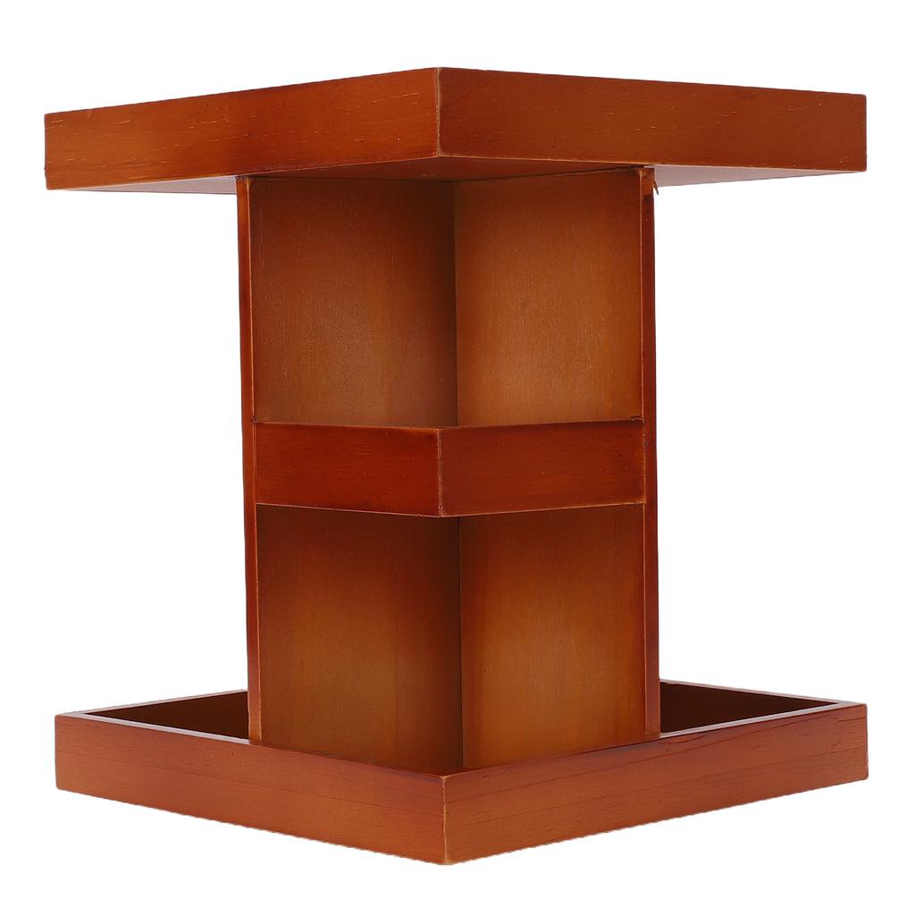 360° Rotating Makeup   Wooden Multi Compartments Desk Storage Rack Cosmetic Display Case for Skincare Perfume Bedroom
