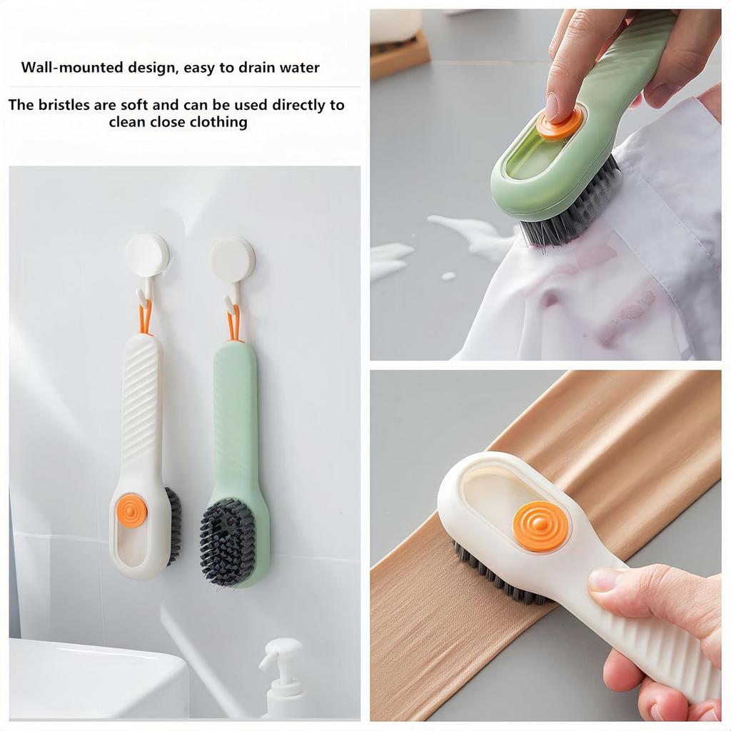 Multifunctional Liquid Dispensing Shoe Brush One Hand Press Cleaner for Sneakers Boots Household Laundry Scrubbing Tool