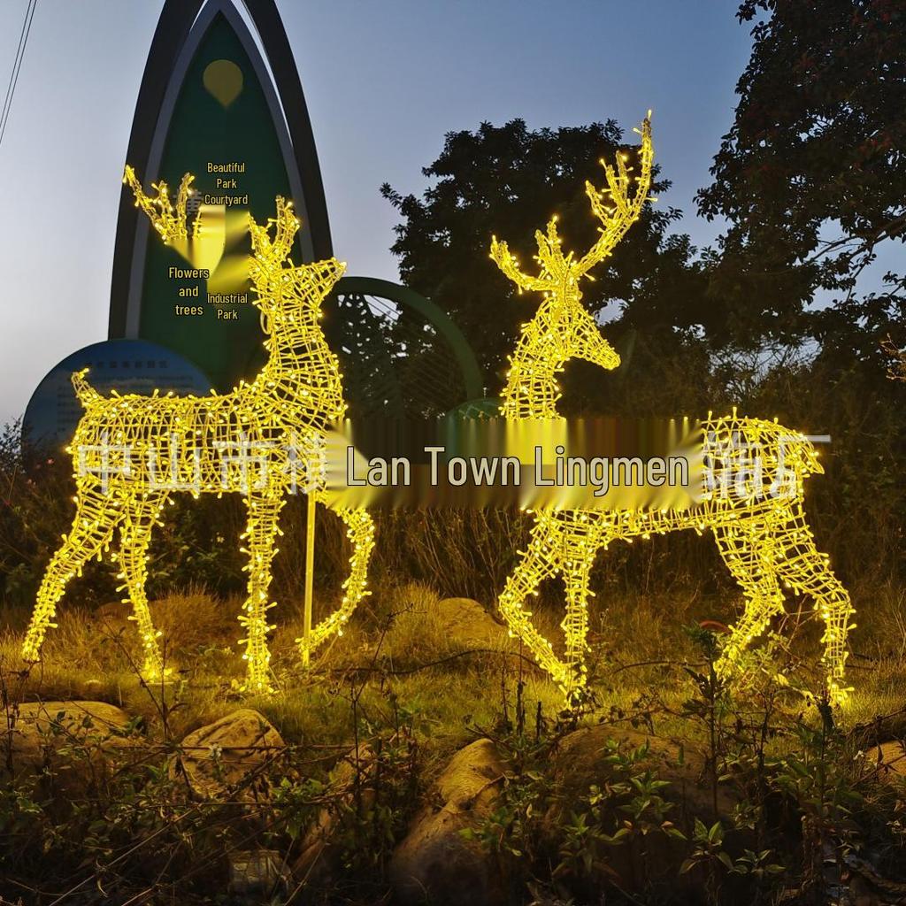 LED Christmas Deer and Cart Outdoor Decorative Lights