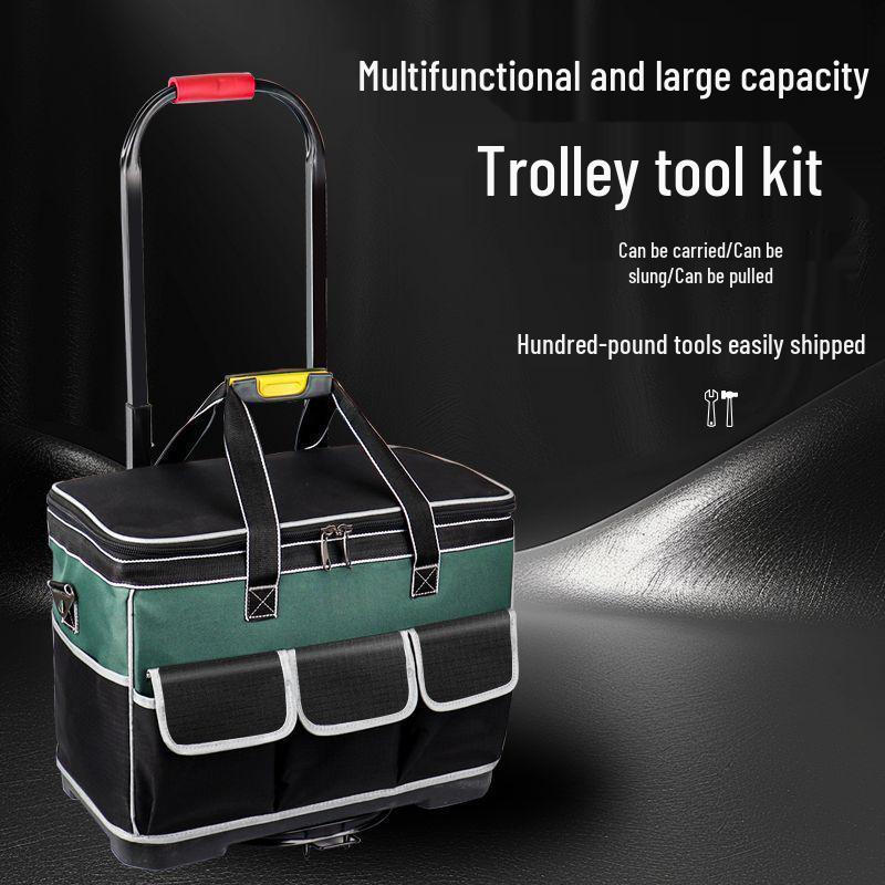 Telescopic Tool Bag: Durable, Wear-Resistant Canvas with Wheels, Large Capacity for Electricians