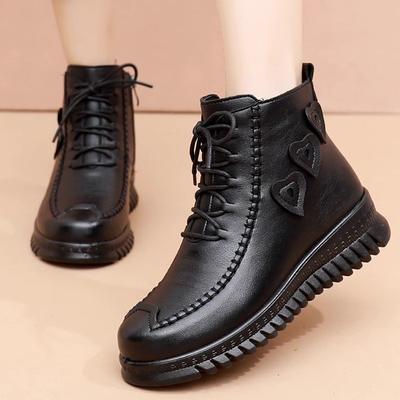 Women's Boots 2024 Winter Plush Warm Snow Boots Non-slip Thick-soled Fashion Mother ShoesThick Ladies Leather Ankle Boots