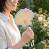 Shell-shaped Hand-Woven Fan Cute with Hanging Hoop Decorative Handheld Fans Natural Eco-Friendly Hand Braided Fan Home Decor