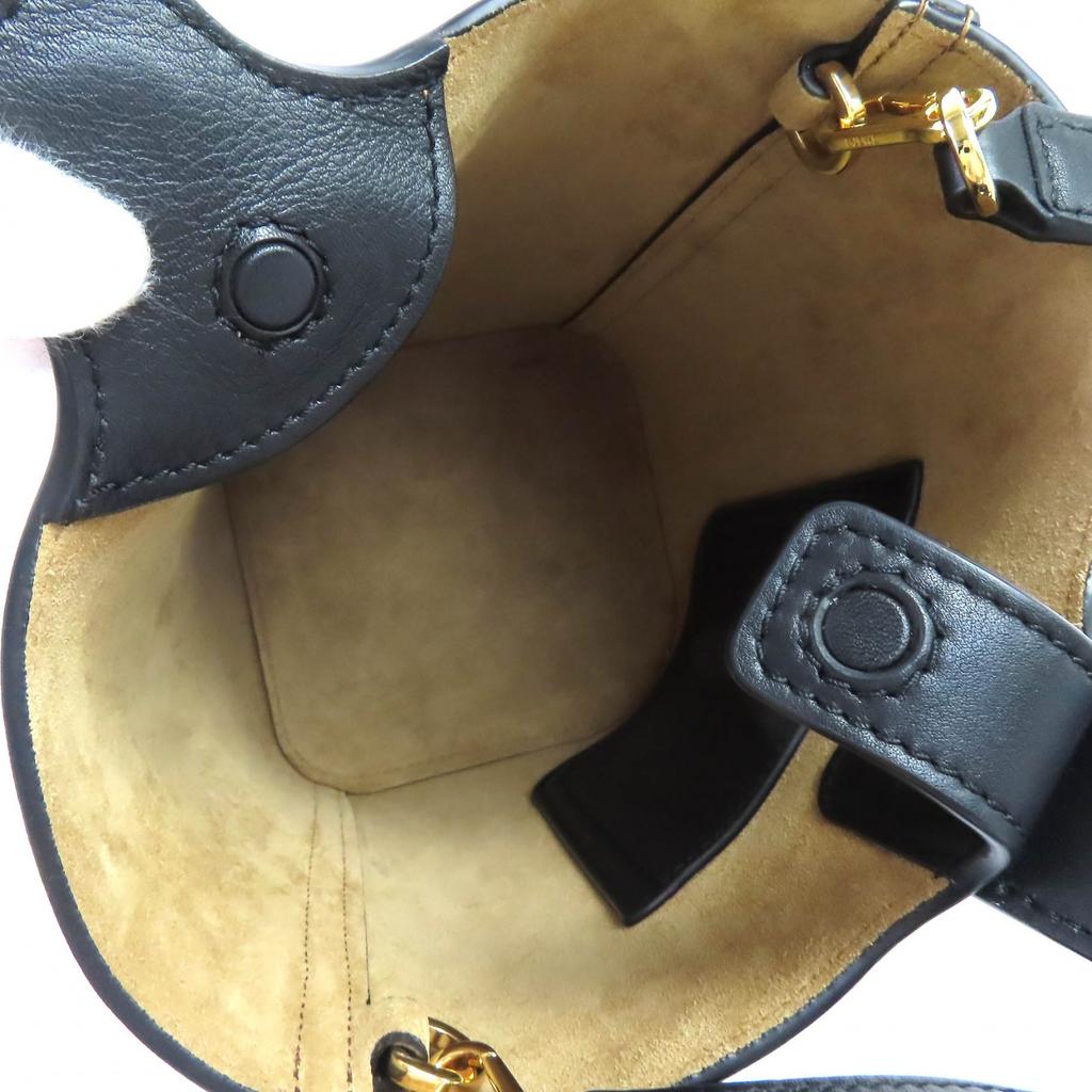 Loewe Torba na ramię Torba wiaderko Pebble Mini Gładka skóra cielęca Anagram AANBBBMX01 Używana