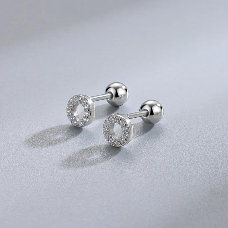 Silver Color Clover Zircon Stud Earrings for Women Sweet Exquisite Screw-Back Ear Piercing Jewelry Birthday Party Gifts