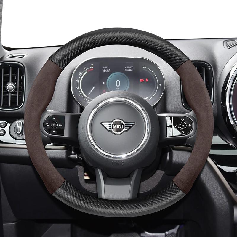 Für MINI Wildleder Kohlefaser Lenkradabdeckung Passend Cooper R56 R50 F56 R53 Kühlschrank Jeep Countryman R60 3 5-Tür Schrägheck CLUBMAN