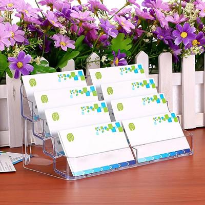 8 Slot Acrylic Business Card Holder for Desk Clear Stand Desktop Plastic Business Card Display for Exhibition, Home and Office