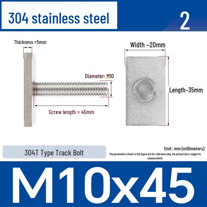 Custom 304 Stainless Steel T-Slot Irregular Rectangular T-Bar Bolt M6/M8