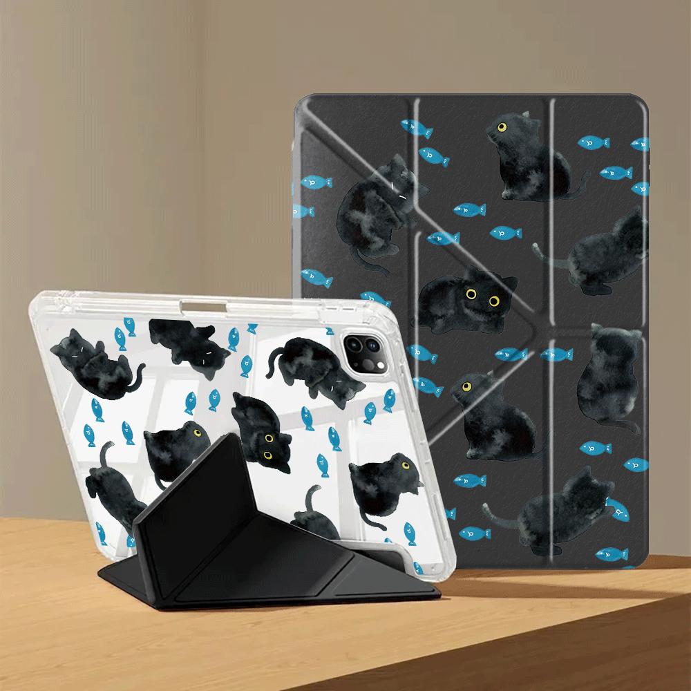 Cute Cartoon Cat Y-Fold Holder Cover Tablet Case For iPad Pro 11th 10th 9th 8th 7th 12.9inch Pro 2025 Mini 6 7 Air 4 5 M3 M2 1 2