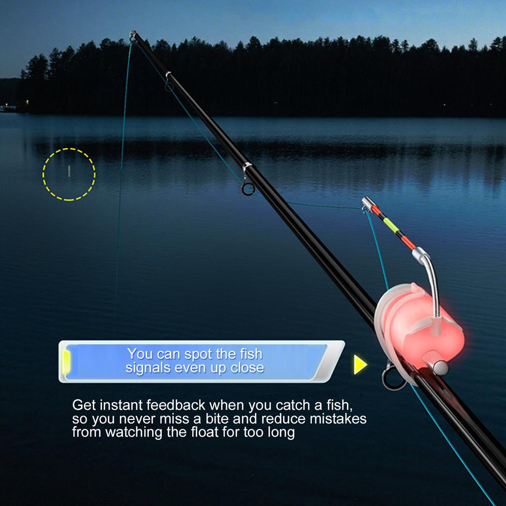 Fishing Bite Alarm with LED Lights & Sound Night Fishing Rod Bite Indicator All-Weather Anglers Waterproof Sea & Lake Gear