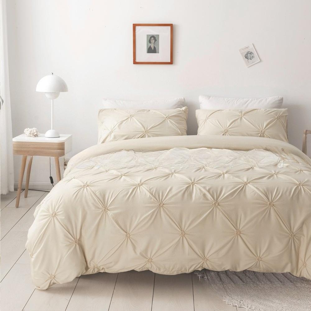 Rope Plain Solid Color Quilt Cover Pillowcase Bedding 3D Comforter Set Bed Sheets Three-piece Set