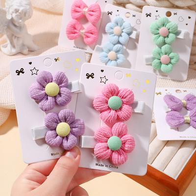 8pcs/set Children's Cute Fabric Flower Bow Pair Clip Hair Accessories Set Girl Hairpin Temperament Clip Baby Headdress