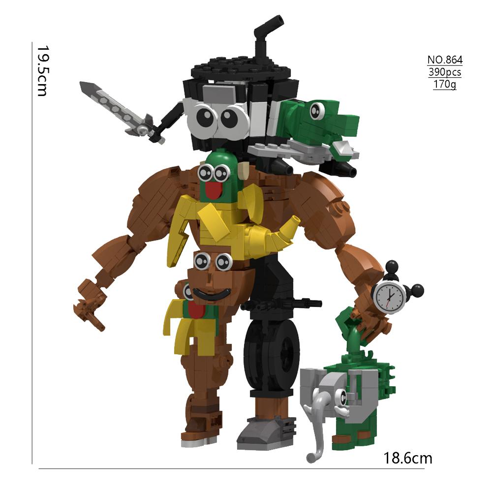 Italian Brainrot Animal MOC Building Block Tung Tung Tung Sahur Wheel Frog Elephant Tree Monster Monkey Toy Desk Decoration Q064