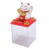 Solar Waving Cat Light Sensing Automatic Waving Arm Lucky Cat Statue for Office Store Restaurant White