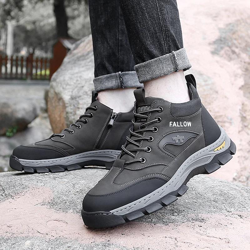 Fashion Men ankle Boots lace up Winter Shoes Mans Footwear Warm Fur Snow Boots Ankle Botas Hombre Winter Boots Men Plush Winter Sneakers