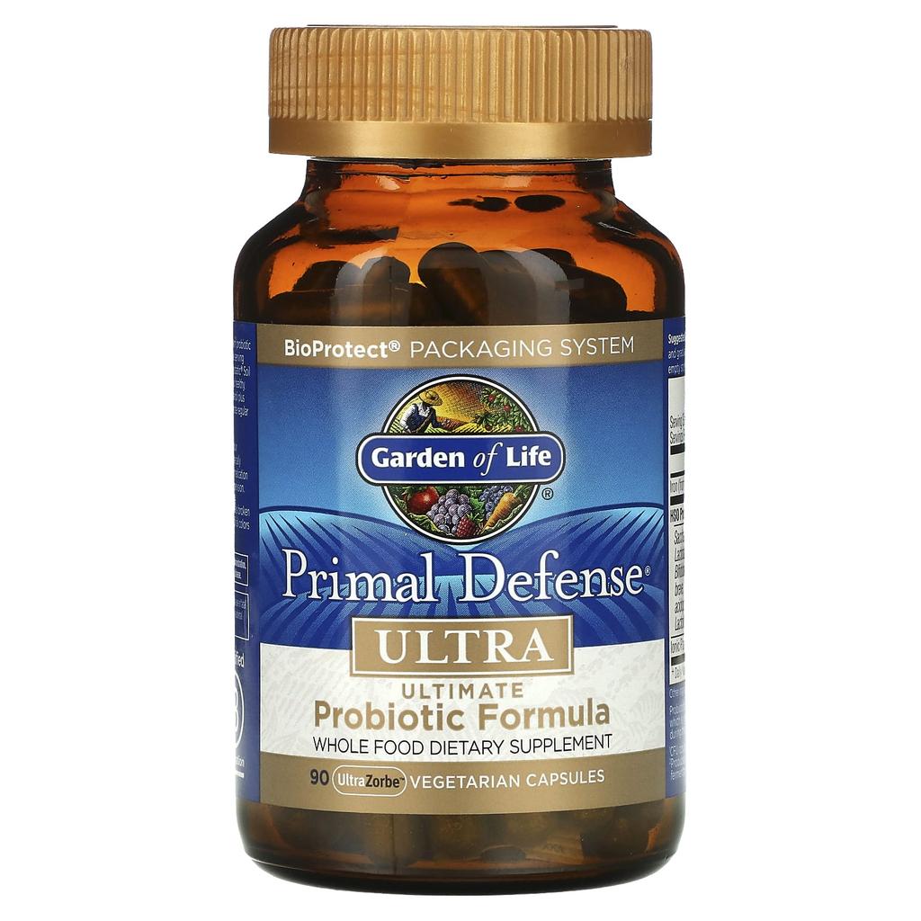 Garden of Life, Primal Defense, Ultra, Nihai Probiyotik Formül, UltraZorbe 90 Vejetaryen Kapsül