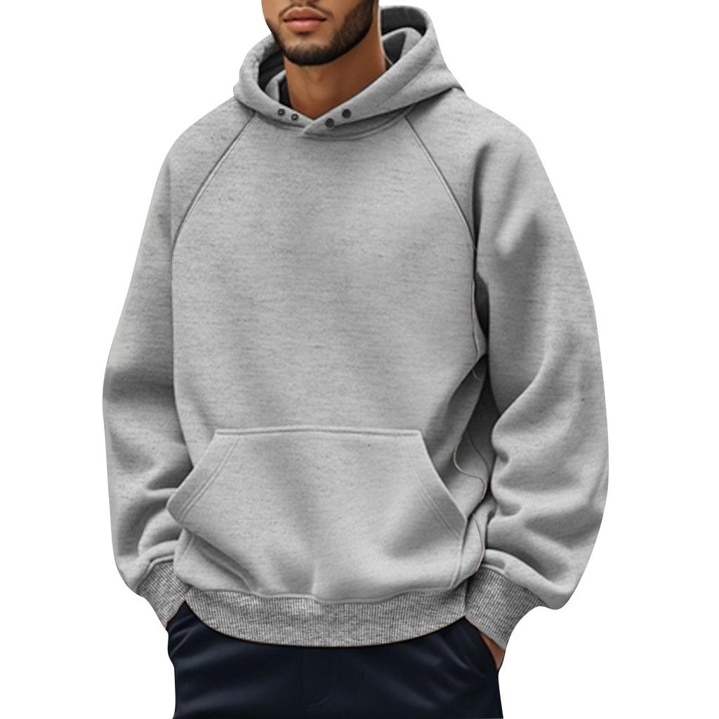 Men's Casual Fleece-Lined Hoodie With Drawstring - Pullover Sweatshirt Athletic Long-Sleeve Shirt